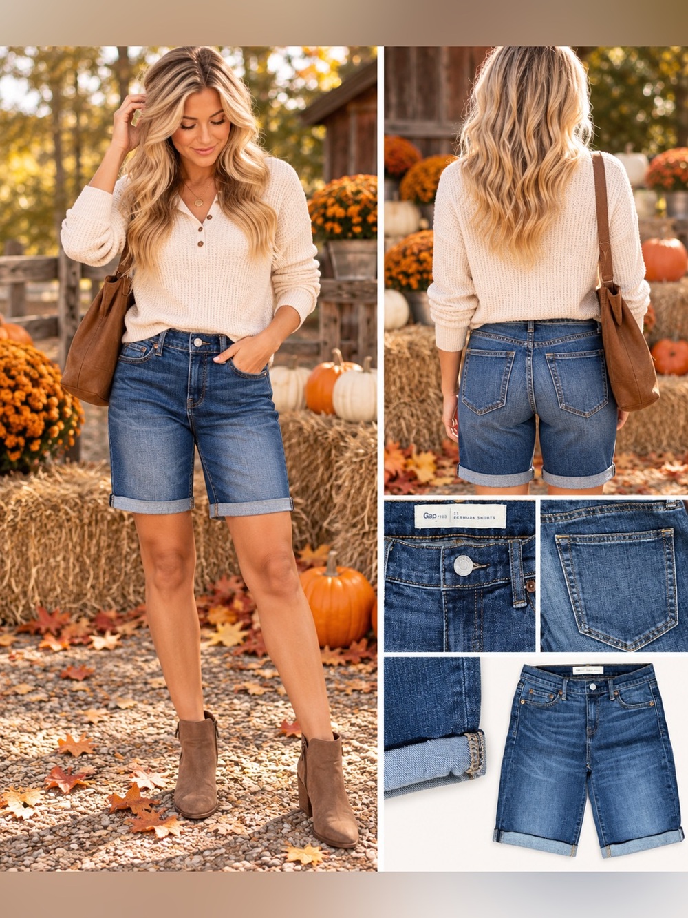 Gap 1969 Women’s Size 25 Bermuda Denim Shorts Cuffed Blue Jean Shorts